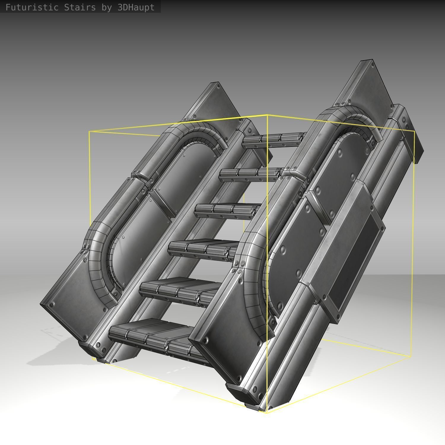 Futuristic Stairs - 22 - Basic Textures Low-poly 3D model_8