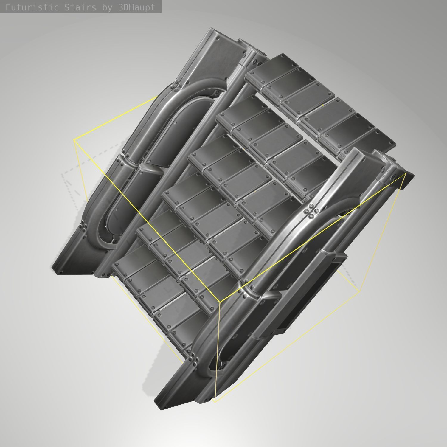 Futuristic Stairs - 22 - Basic Textures Low-poly 3D model_15