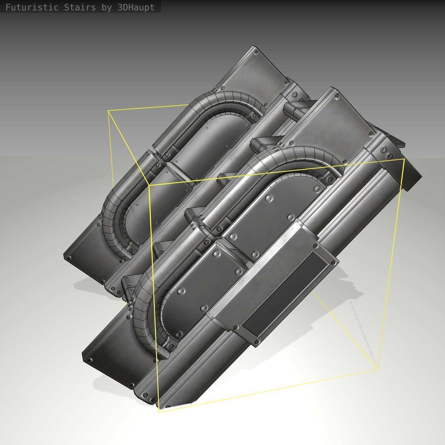 Futuristic Stairs - 22 - Basic Textures Low-poly 3D model_23