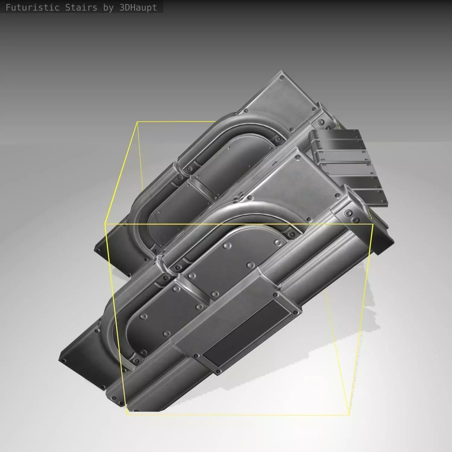 Futuristic Stairs - 22 - Basic Textures Low-poly 3D model_0