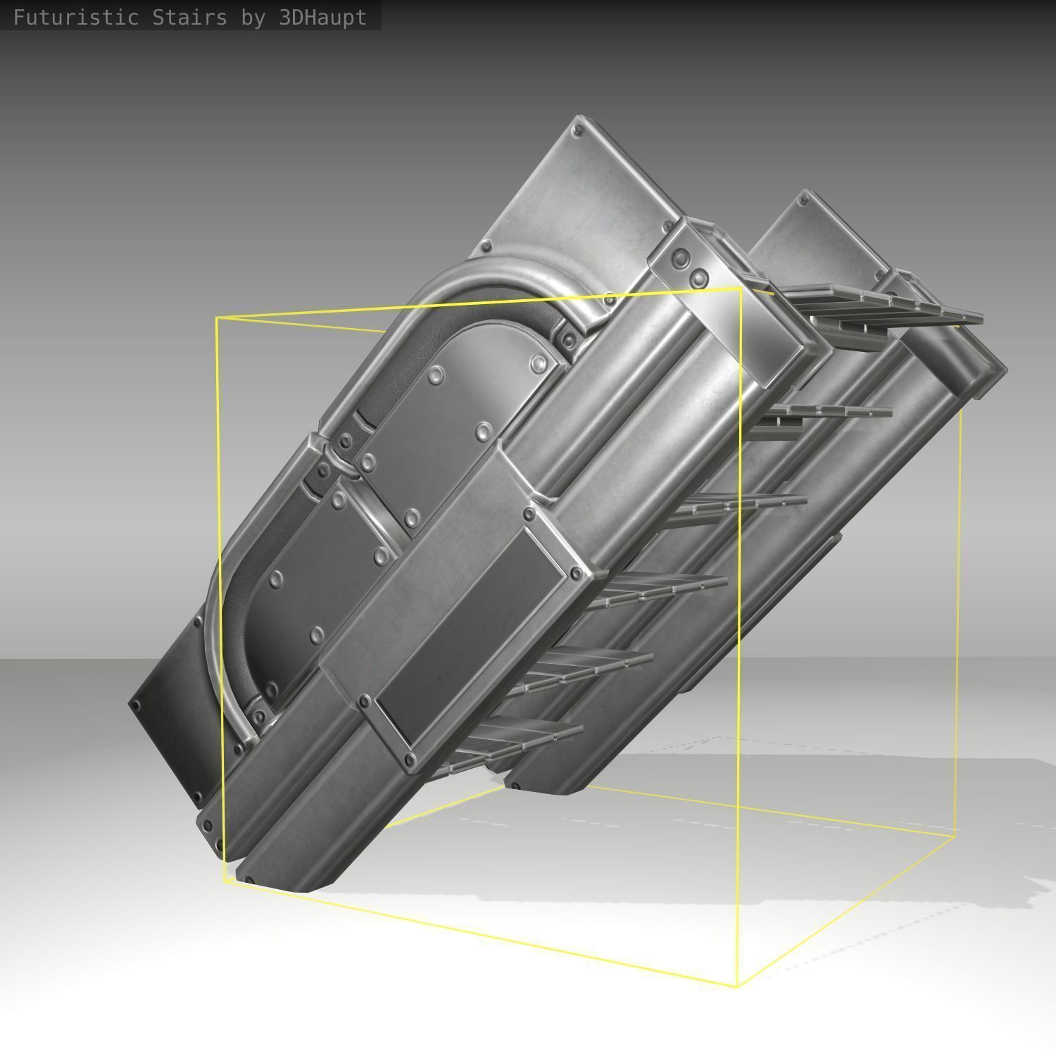 Futuristic Stairs - 22 - Basic Textures Low-poly 3D model_9