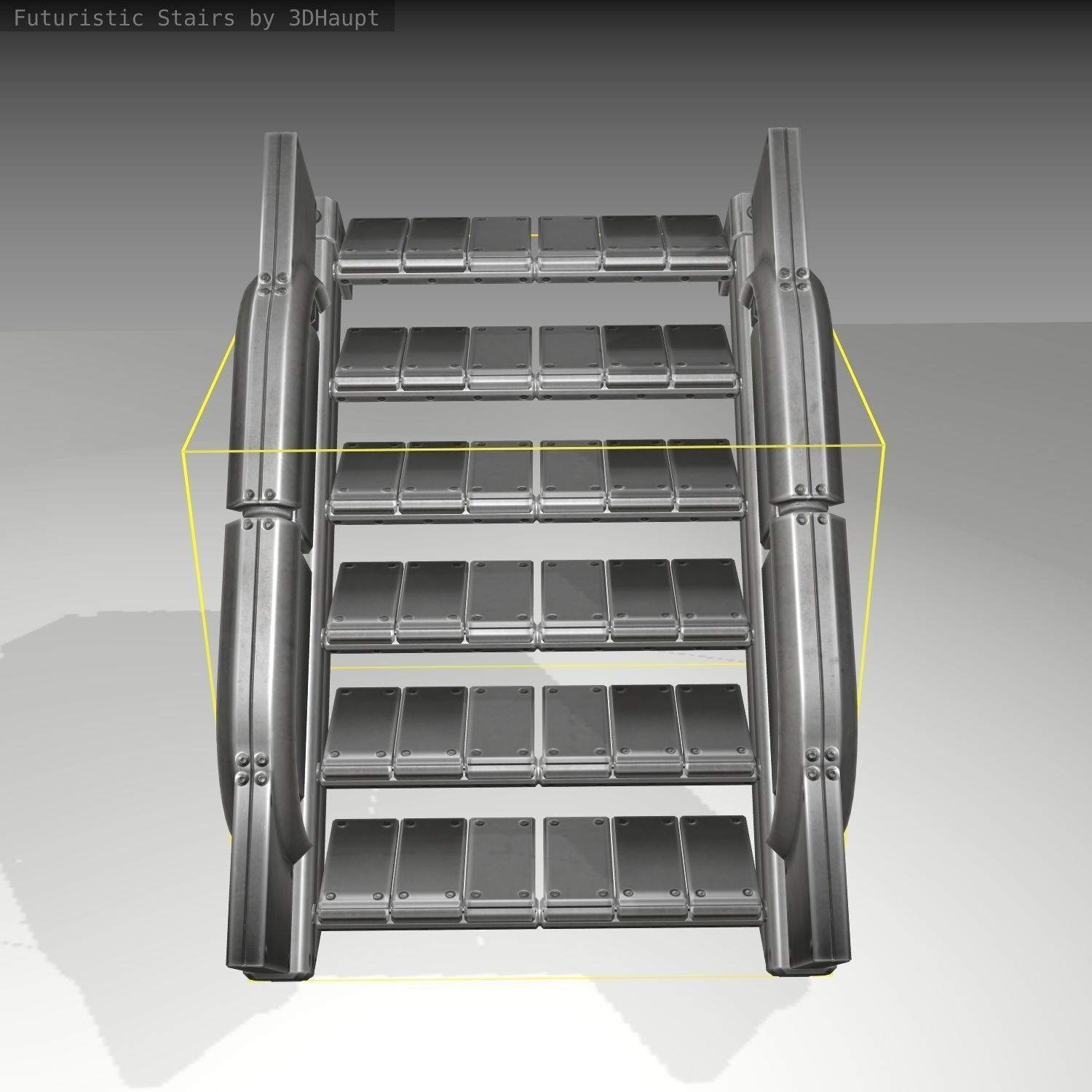 Futuristic Stairs - 22 - Basic Textures Low-poly 3D model_6