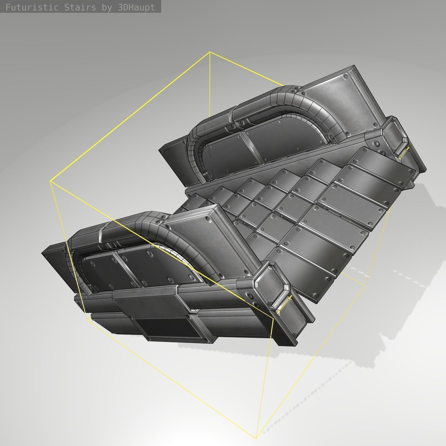 Futuristic Stairs - 22 - Basic Textures Low-poly 3D model_16