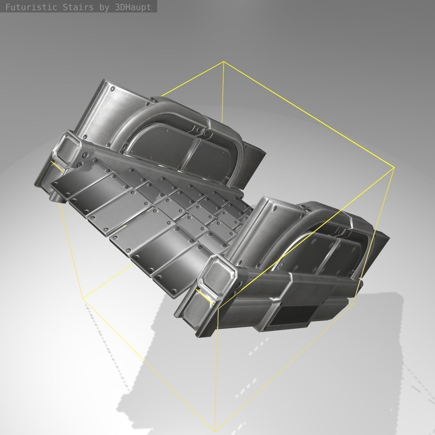 Futuristic Stairs - 22 - Basic Textures Low-poly 3D model_17