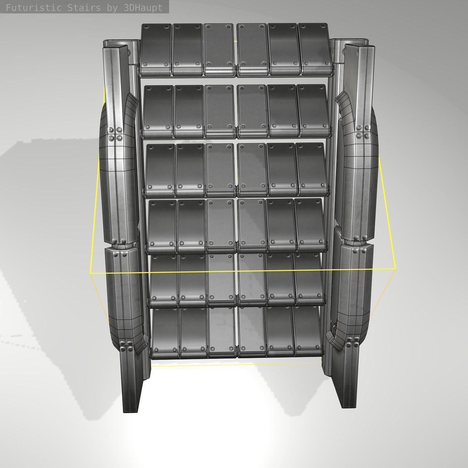 Futuristic Stairs - 22 - Basic Textures Low-poly 3D model_14