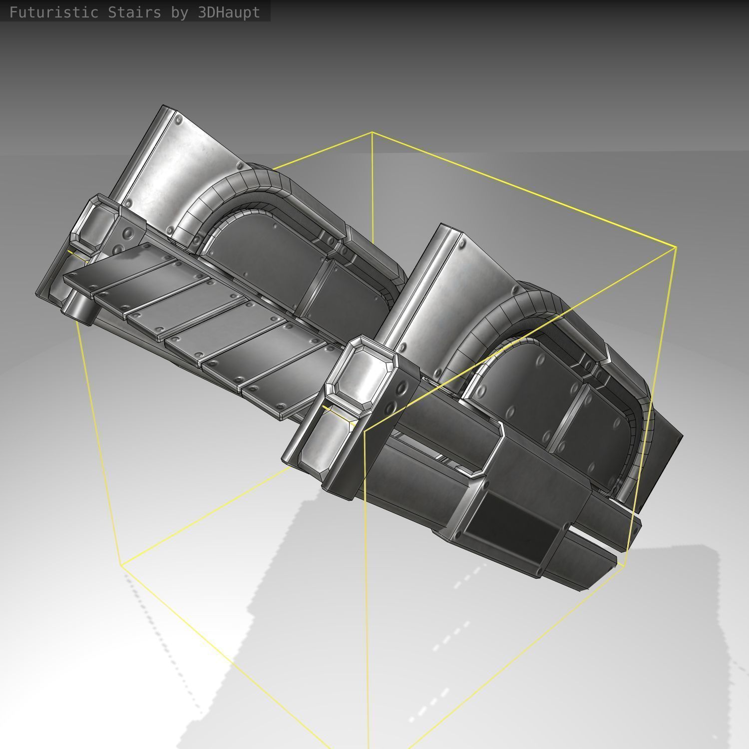 Futuristic Stairs - 22 - Basic Textures Low-poly 3D model_3