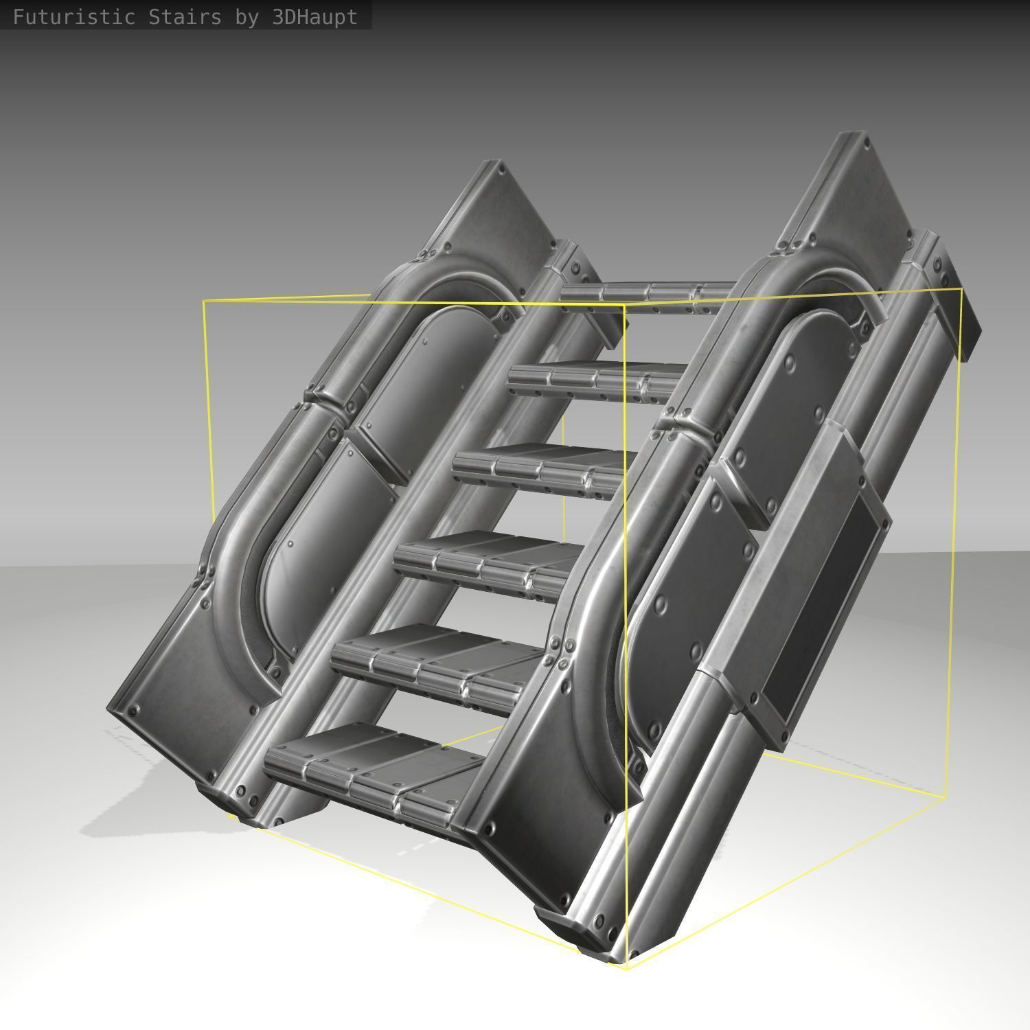 Futuristic Stairs - 22 - Basic Textures Low-poly 3D model_22