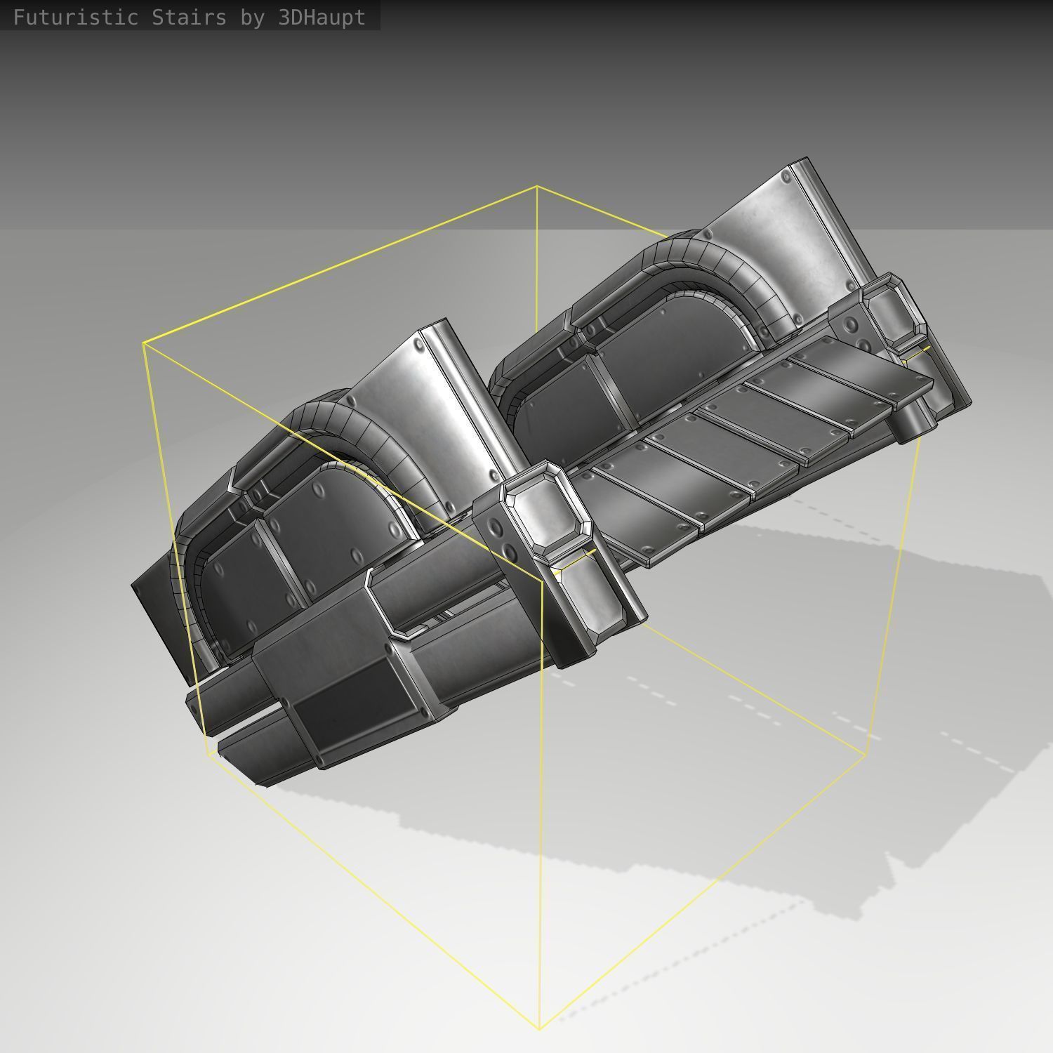 Futuristic Stairs - 22 - Basic Textures Low-poly 3D model_1