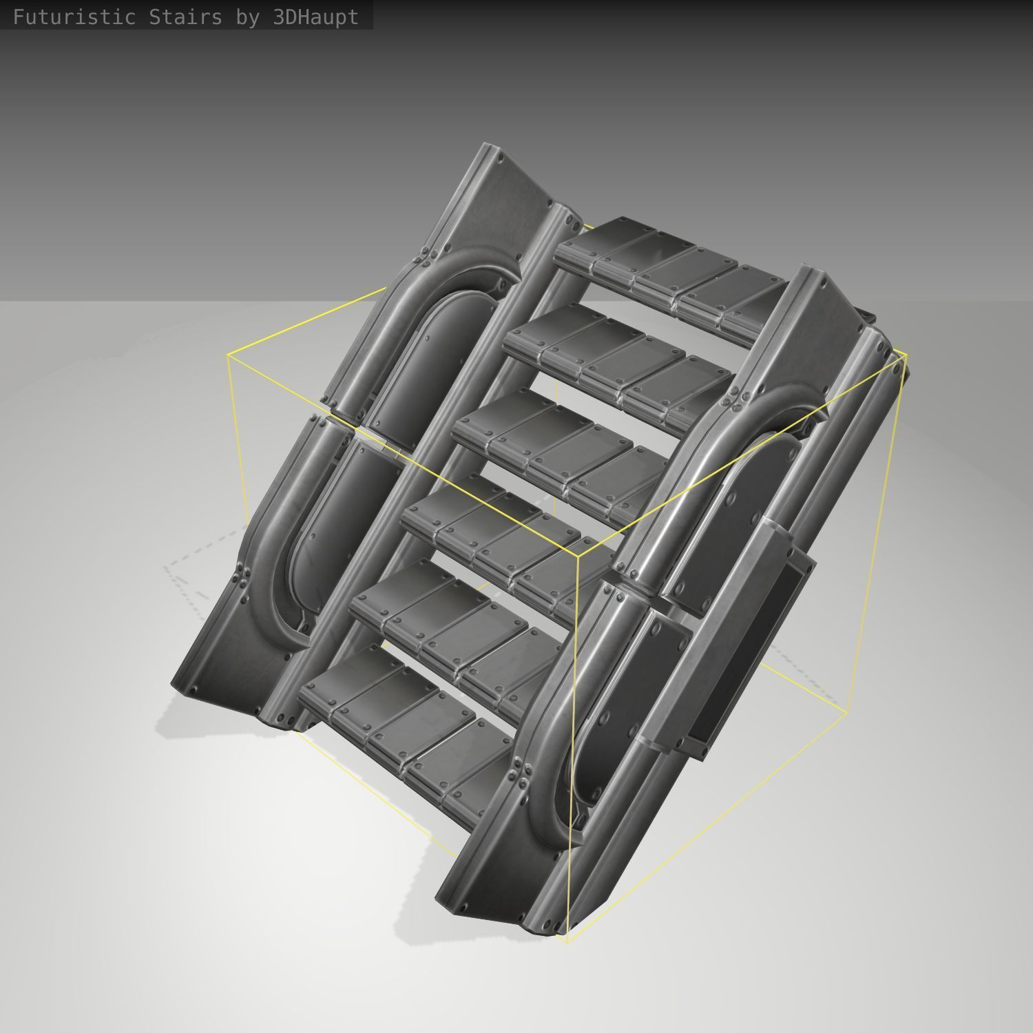 Futuristic Stairs - 22 - Basic Textures Low-poly 3D model_24