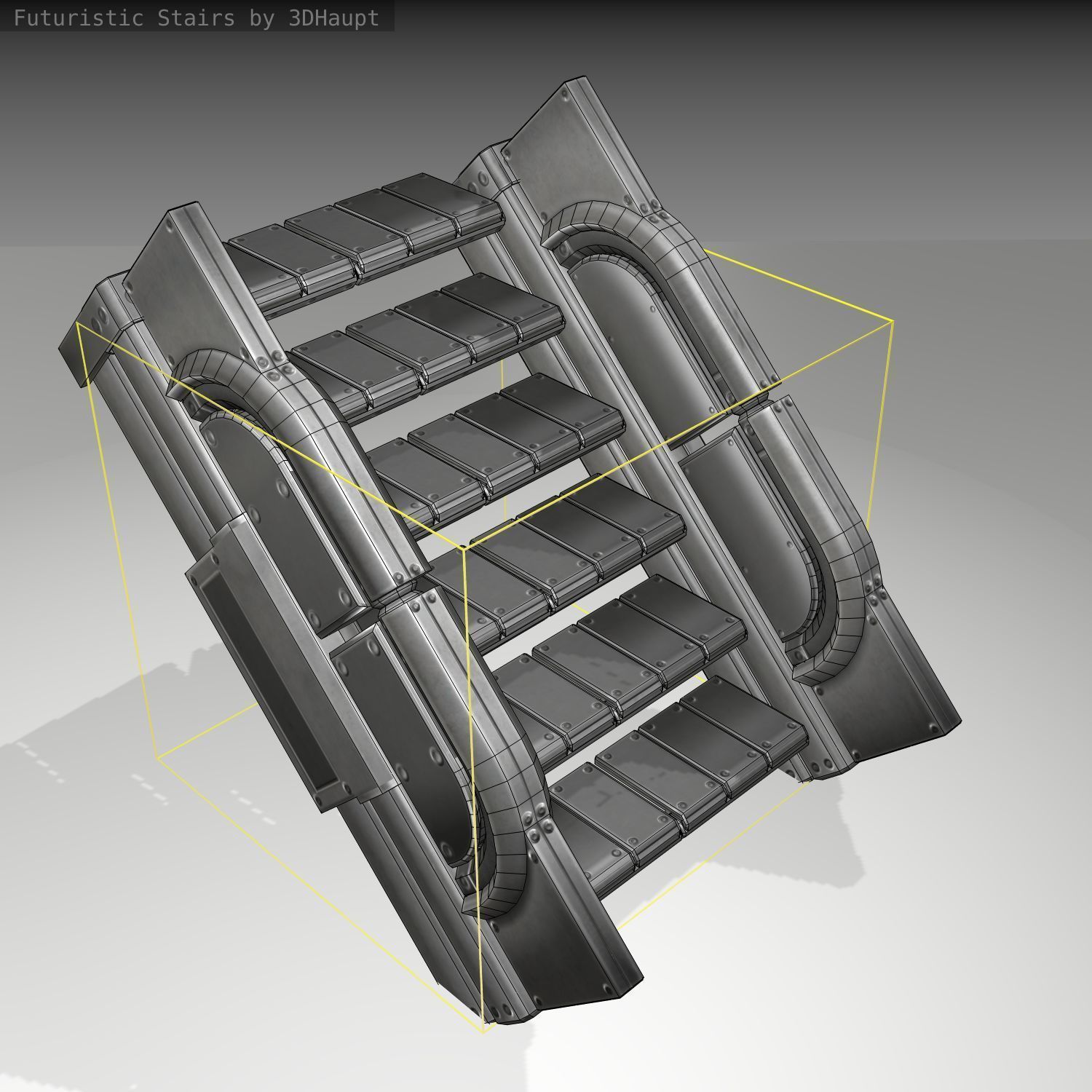 Futuristic Stairs - 22 - Basic Textures Low-poly 3D model_5