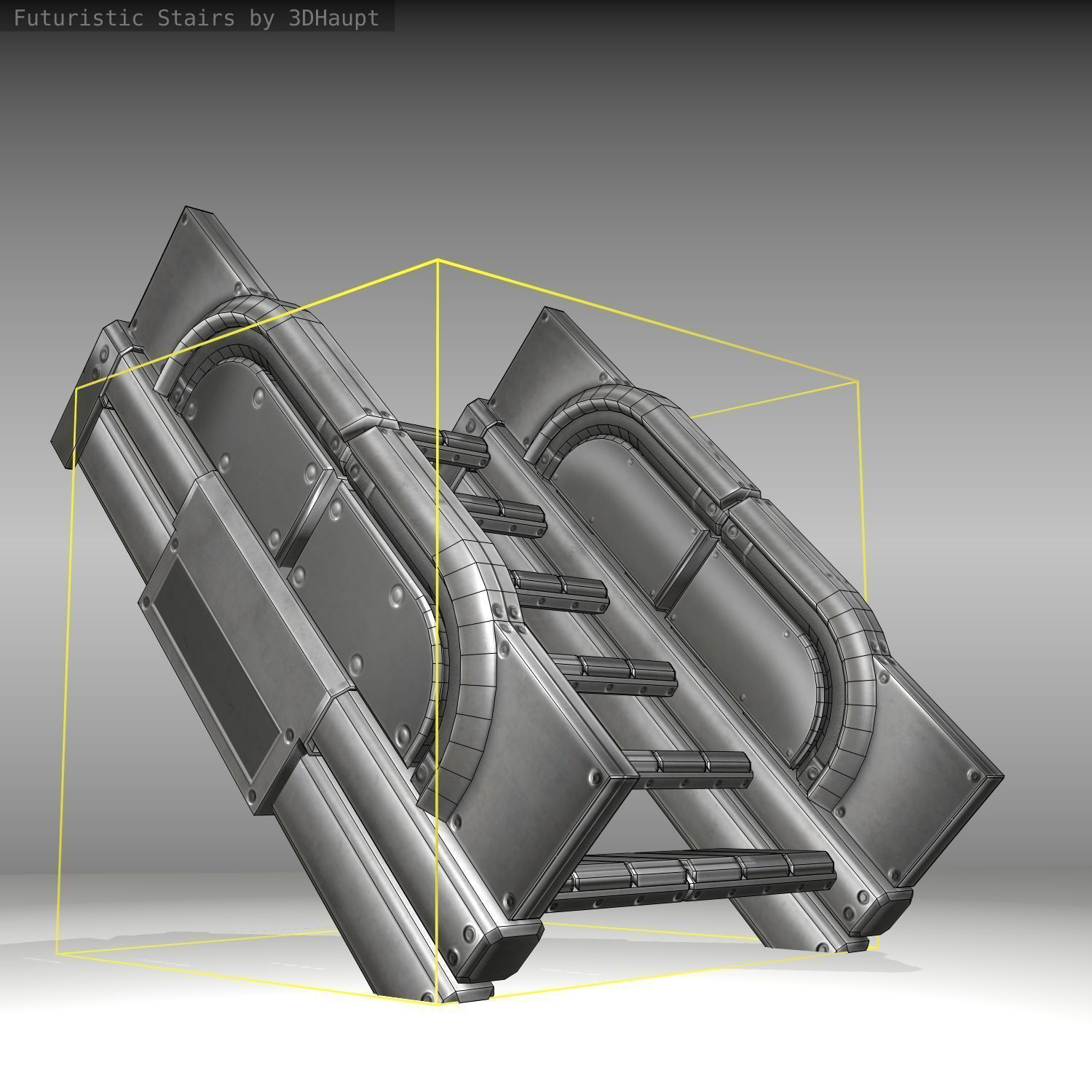 Futuristic Stairs - 22 - Basic Textures Low-poly 3D model_21