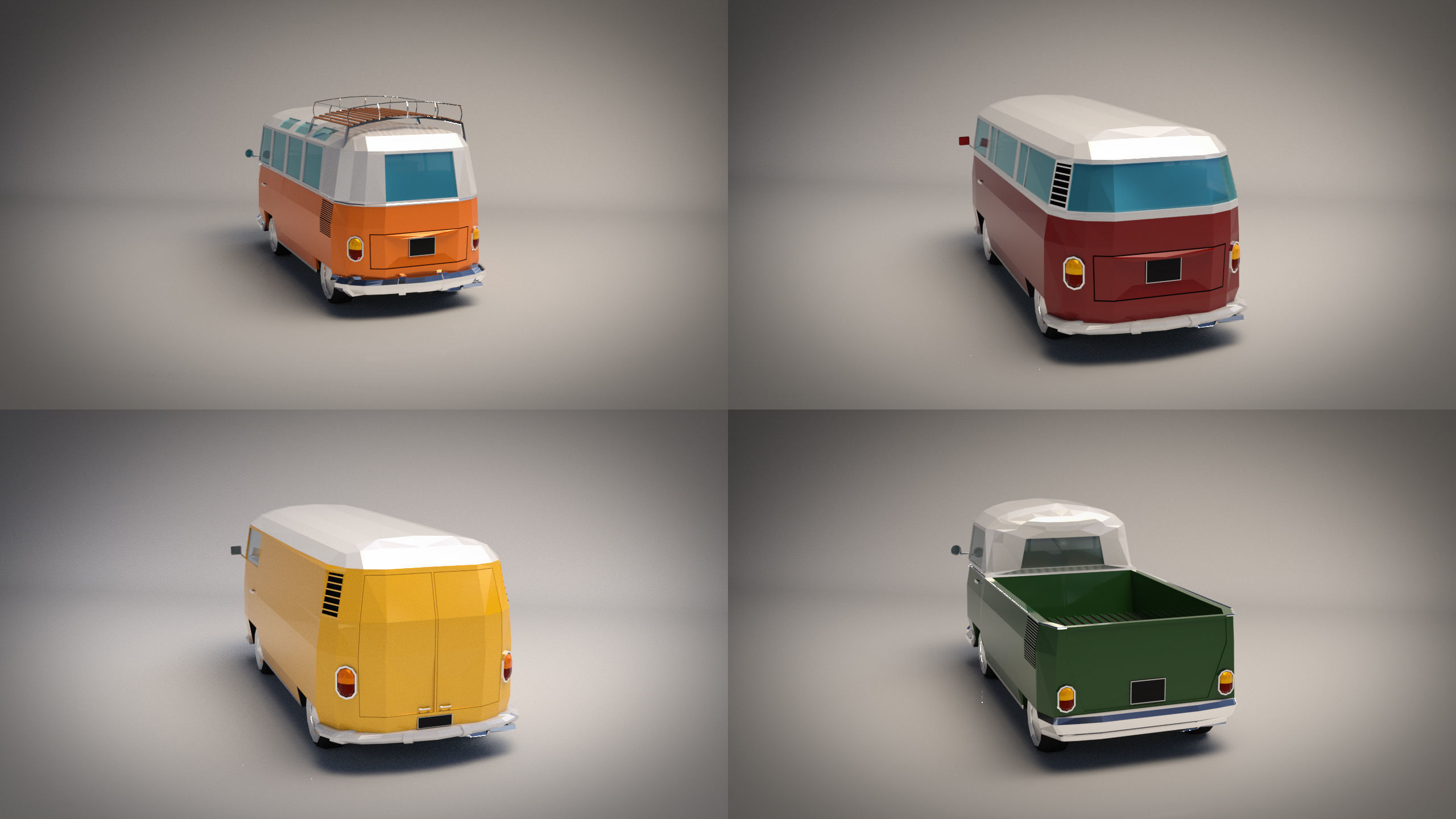 Low-Poly Cartoon Camper Pack 3D Model Collection_3