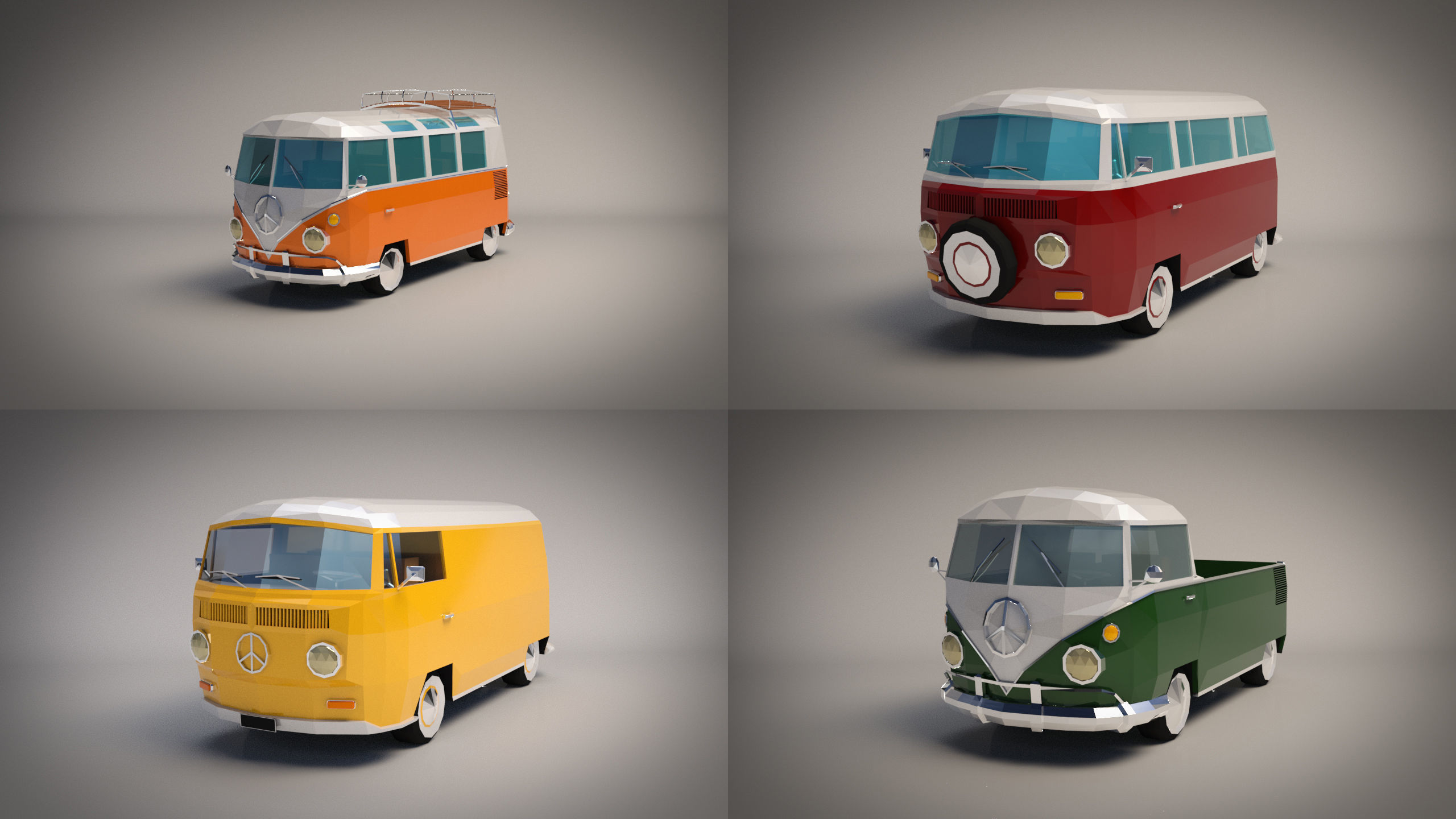 Low-Poly Cartoon Camper Pack 3D Model Collection_2