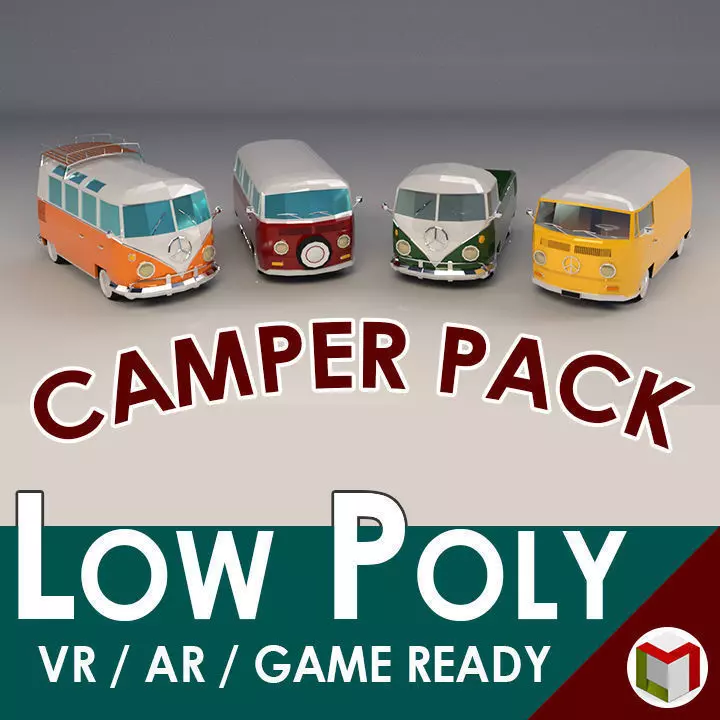 Low-Poly Cartoon Camper Pack 3D Model Collection_0