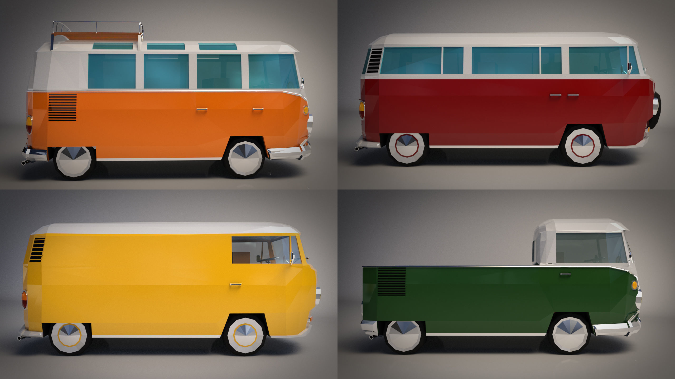 Low-Poly Cartoon Camper Pack 3D Model Collection_6