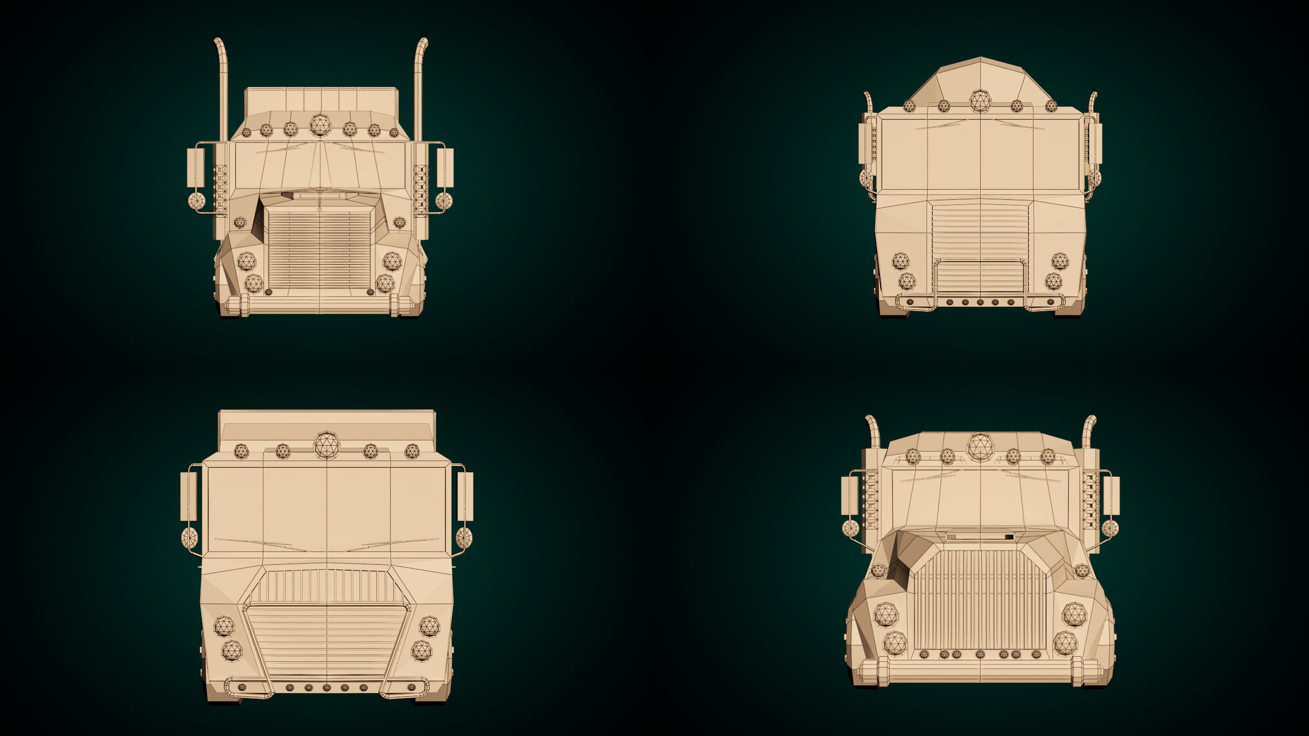 Low Poly Cartoon Truck Pack 01 3D Model Collection_10