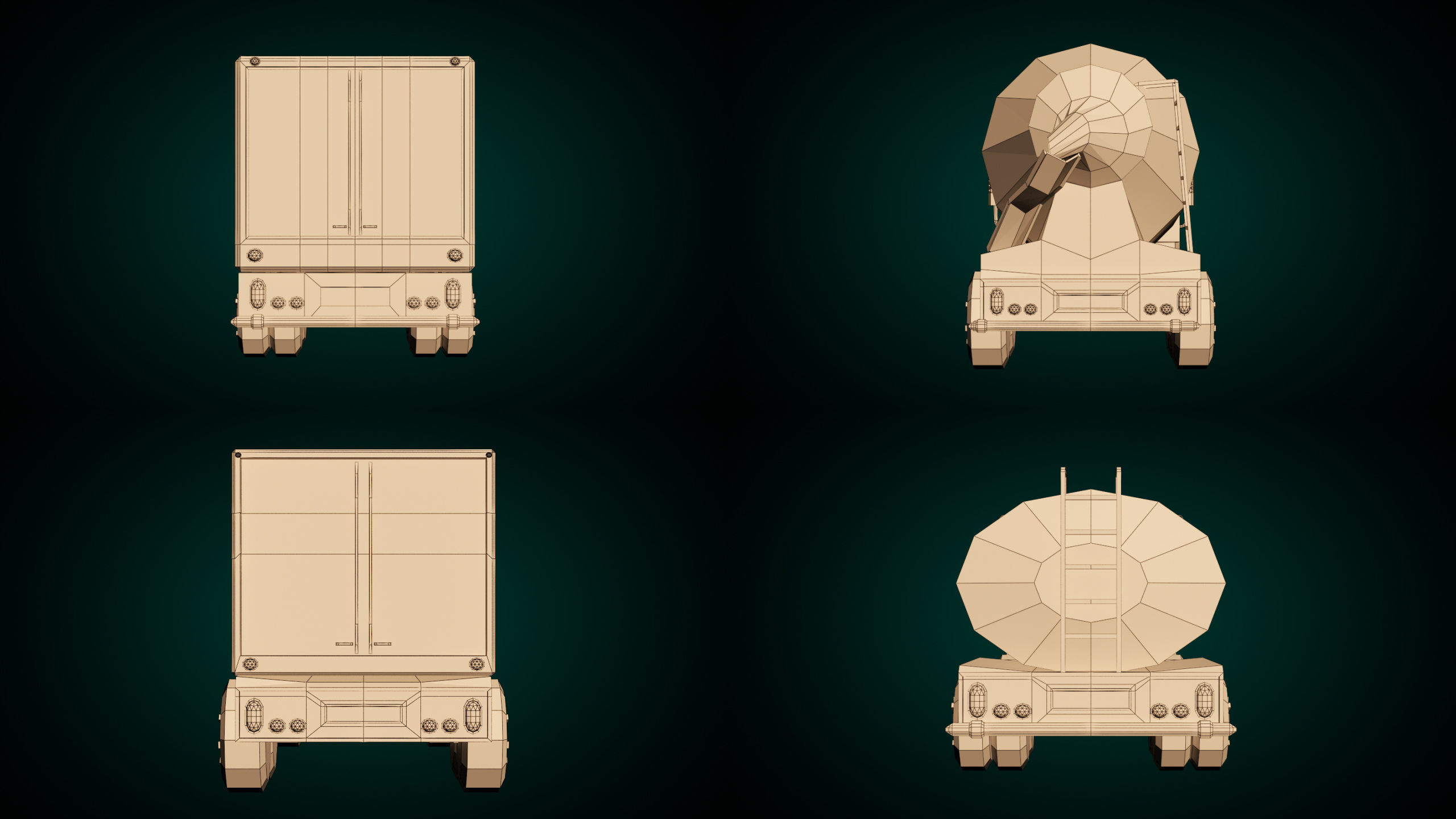 Low Poly Cartoon Truck Pack 01 3D Model Collection_9