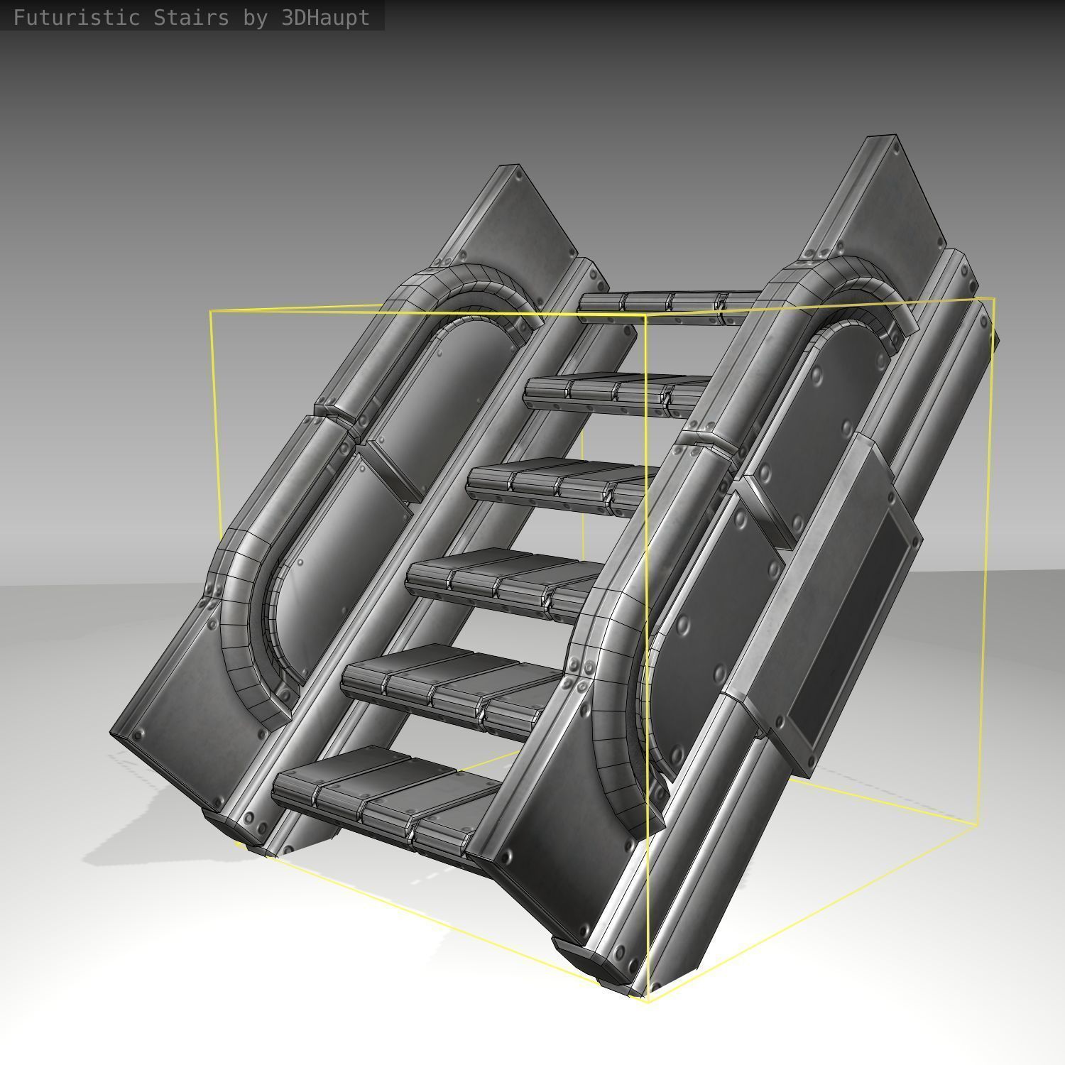 Futuristic Stairs - 23 - Basic Textures Low-poly 3D model_22