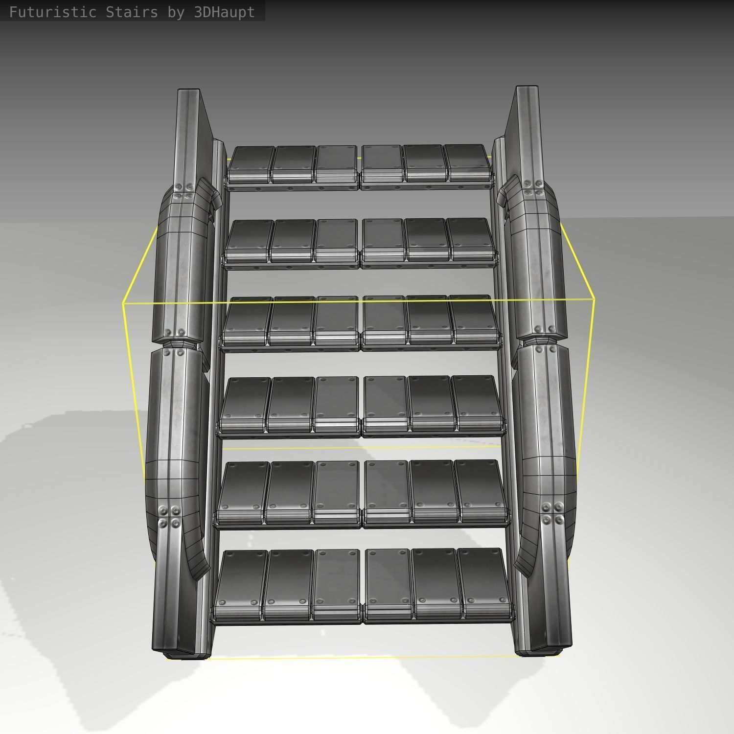 Futuristic Stairs - 23 - Basic Textures Low-poly 3D model_6