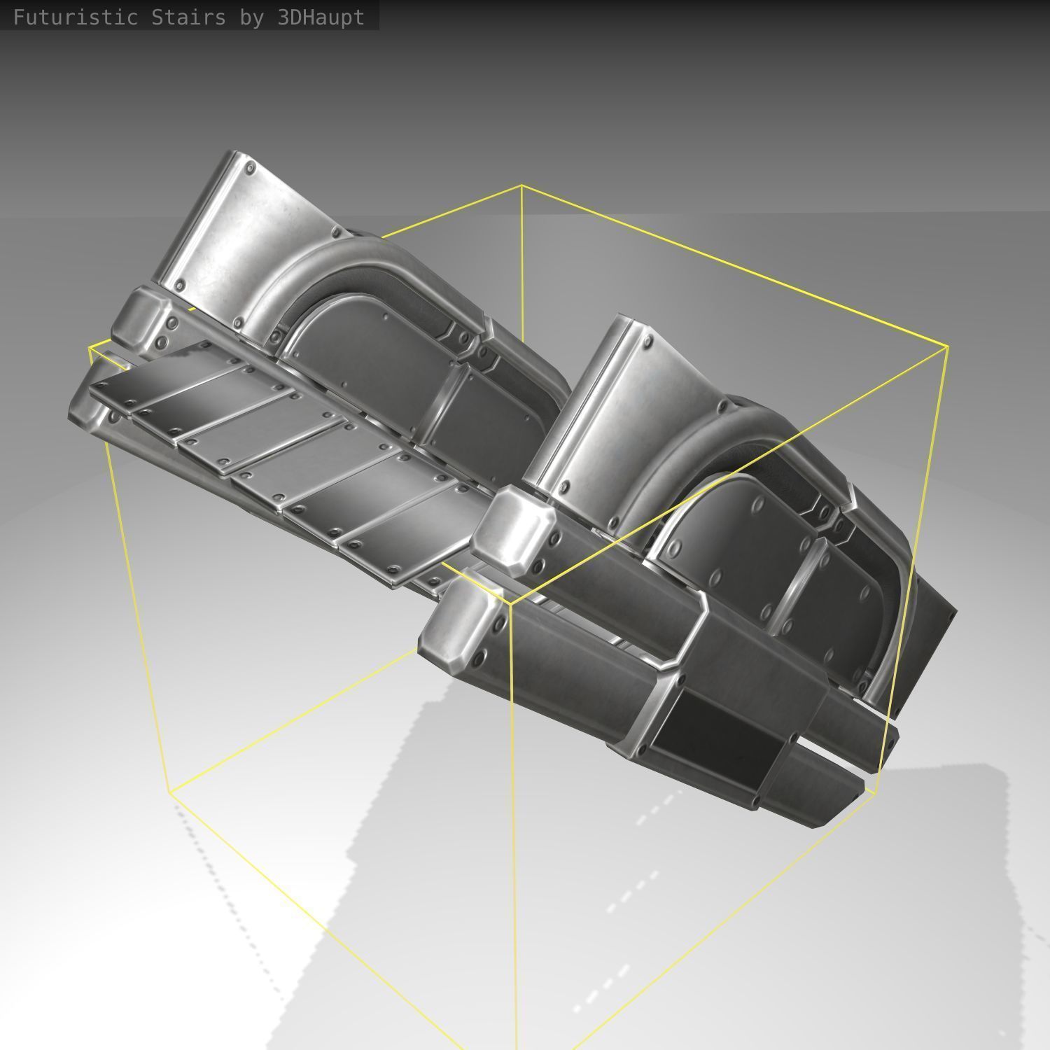 Futuristic Stairs - 23 - Basic Textures Low-poly 3D model_3