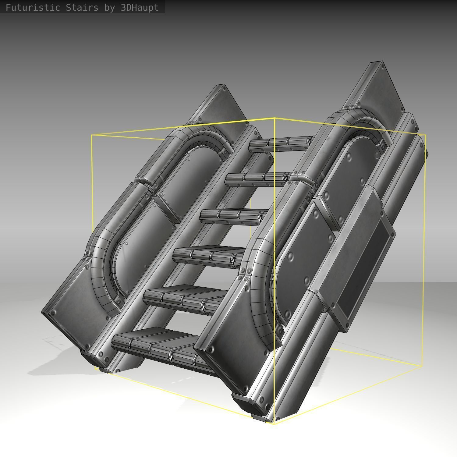 Futuristic Stairs - 23 - Basic Textures Low-poly 3D model_8