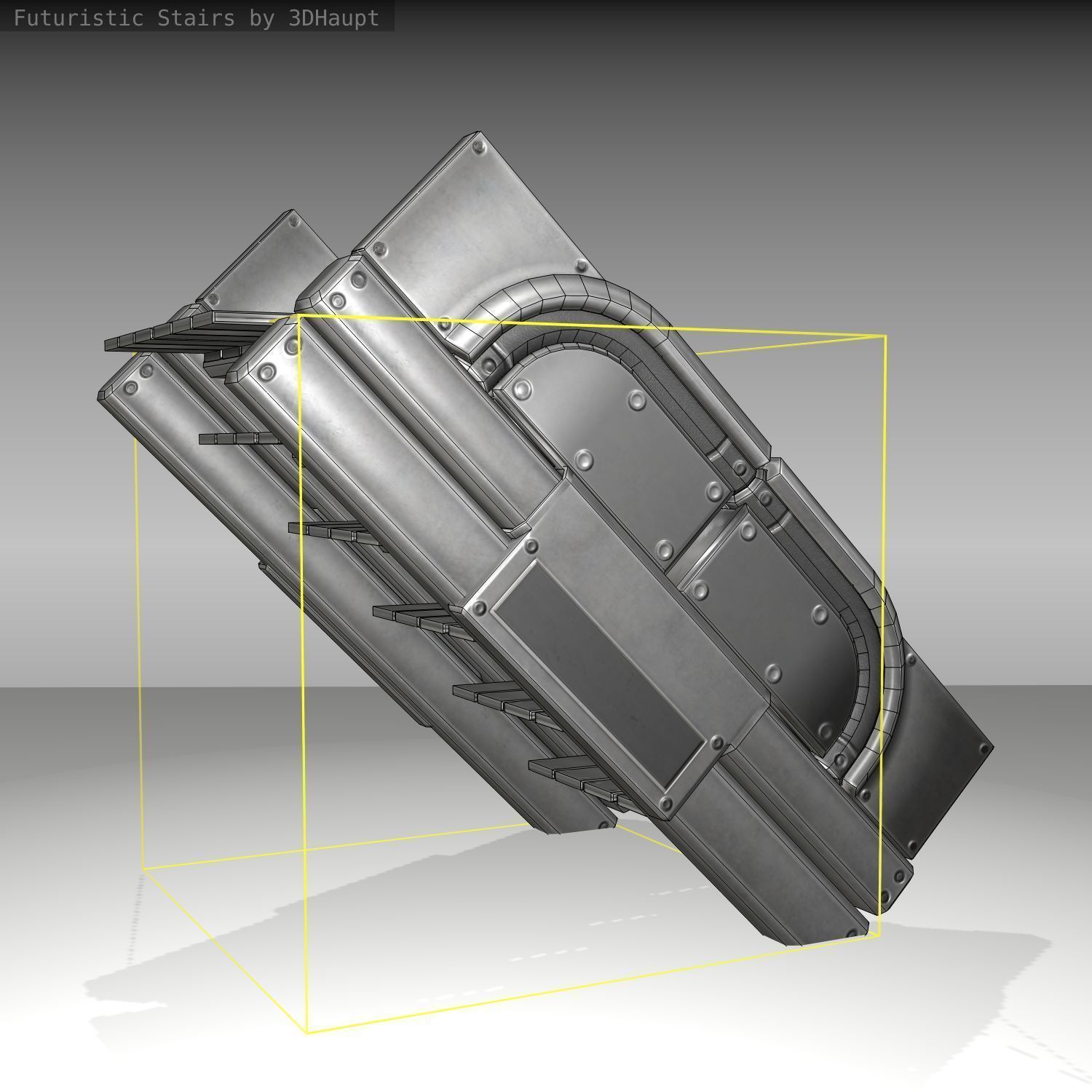 Futuristic Stairs - 23 - Basic Textures Low-poly 3D model_11