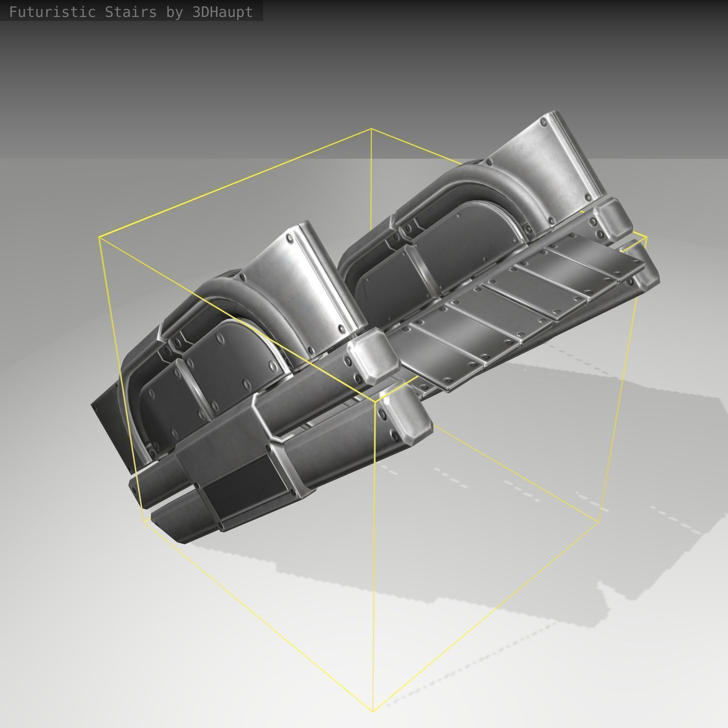 Futuristic Stairs - 23 - Basic Textures Low-poly 3D model_1