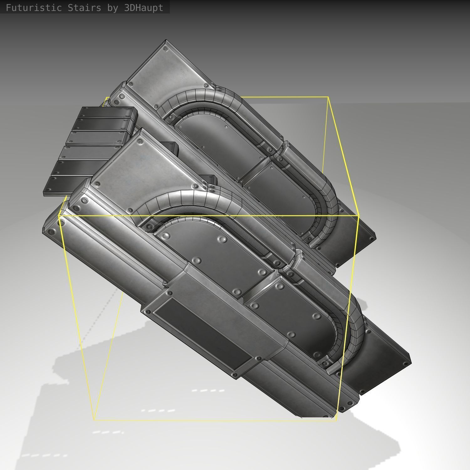 Futuristic Stairs - 23 - Basic Textures Low-poly 3D model_4