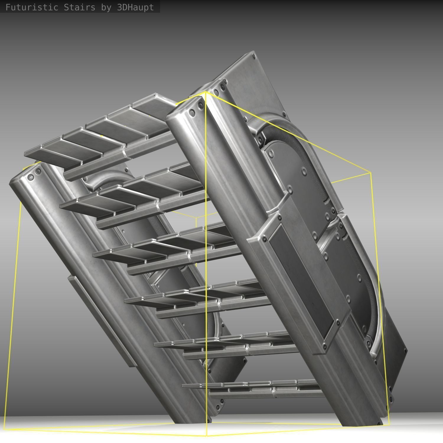 Futuristic Stairs - 23 - Basic Textures Low-poly 3D model_20
