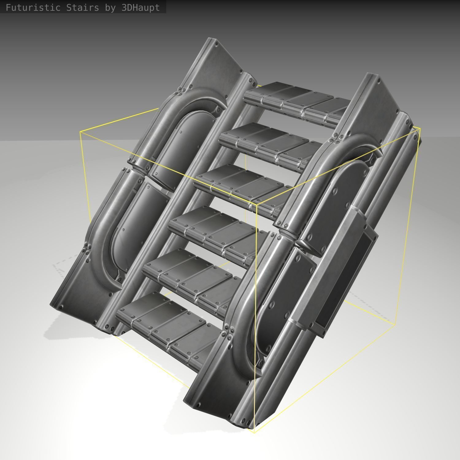 Futuristic Stairs - 23 - Basic Textures Low-poly 3D model_7