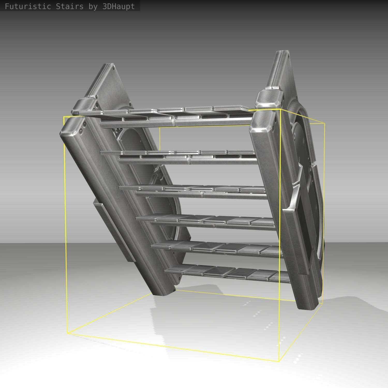 Futuristic Stairs - 23 - Basic Textures Low-poly 3D model_10
