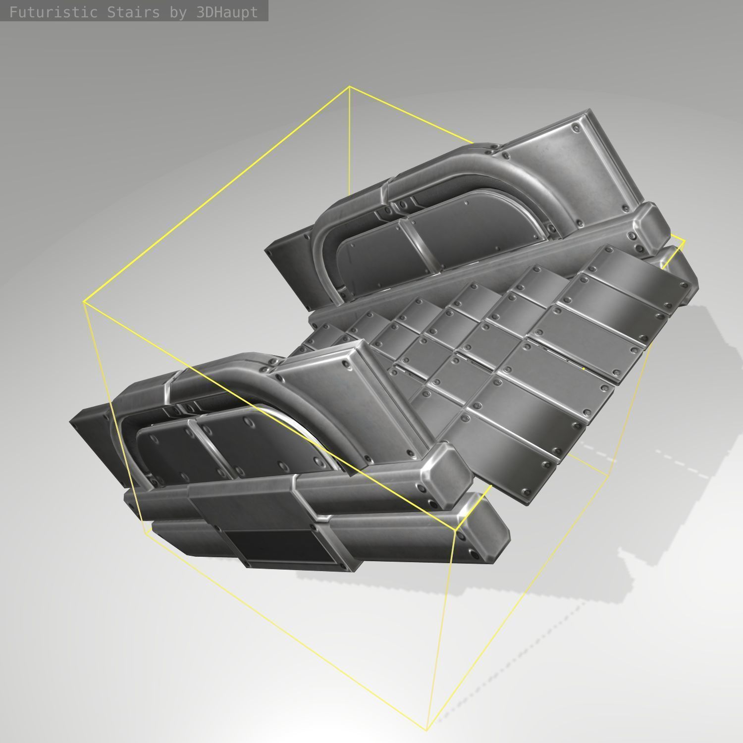 Futuristic Stairs - 23 - Basic Textures Low-poly 3D model_16