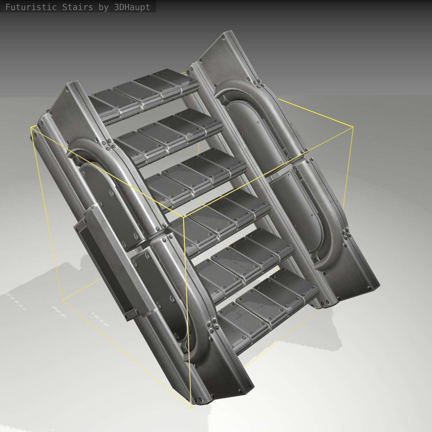 Futuristic Stairs - 23 - Basic Textures Low-poly 3D model_5