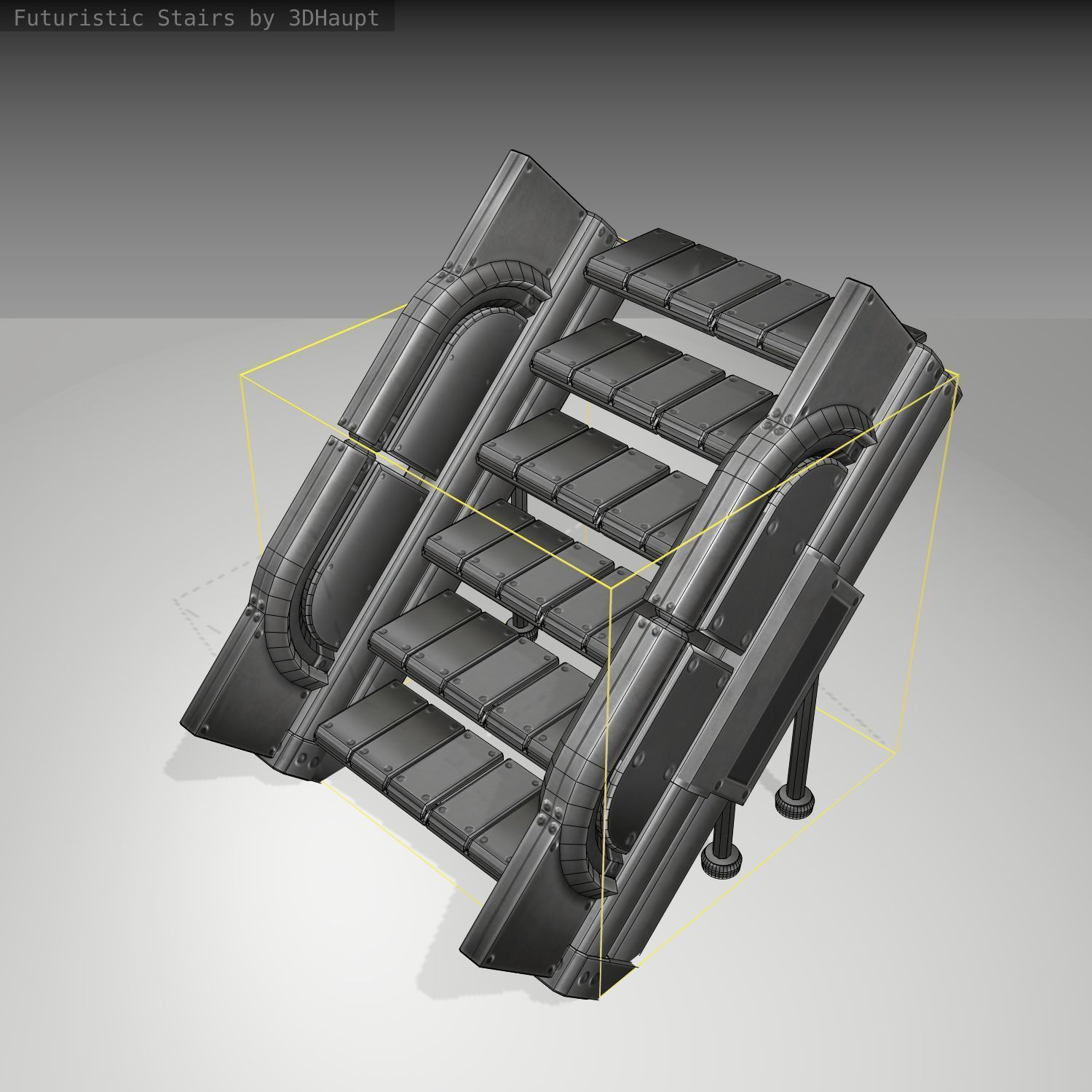 Futuristic Stairs - 23 - Basic Textures Low-poly 3D model_24