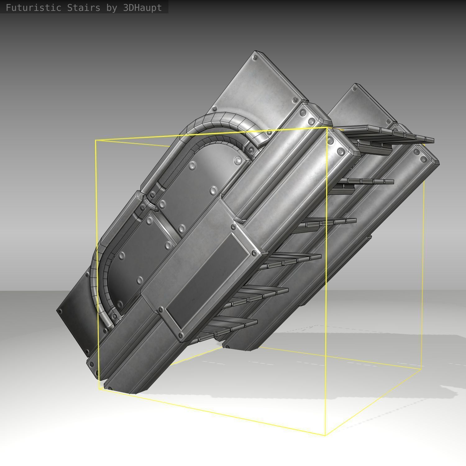 Futuristic Stairs - 23 - Basic Textures Low-poly 3D model_9