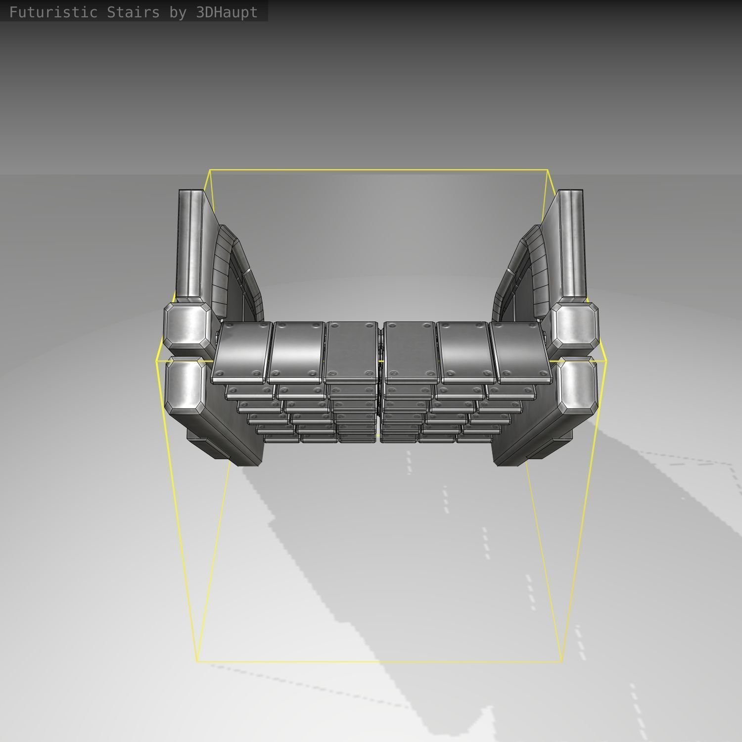 Futuristic Stairs - 23 - Basic Textures Low-poly 3D model_2