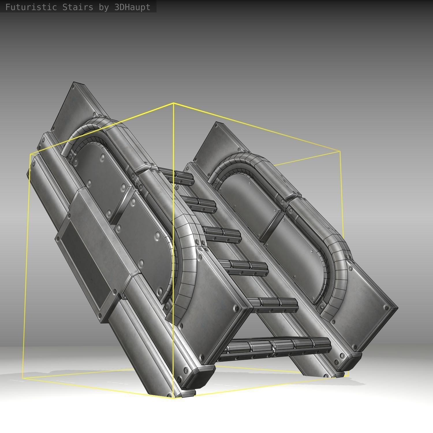 Futuristic Stairs - 23 - Basic Textures Low-poly 3D model_21