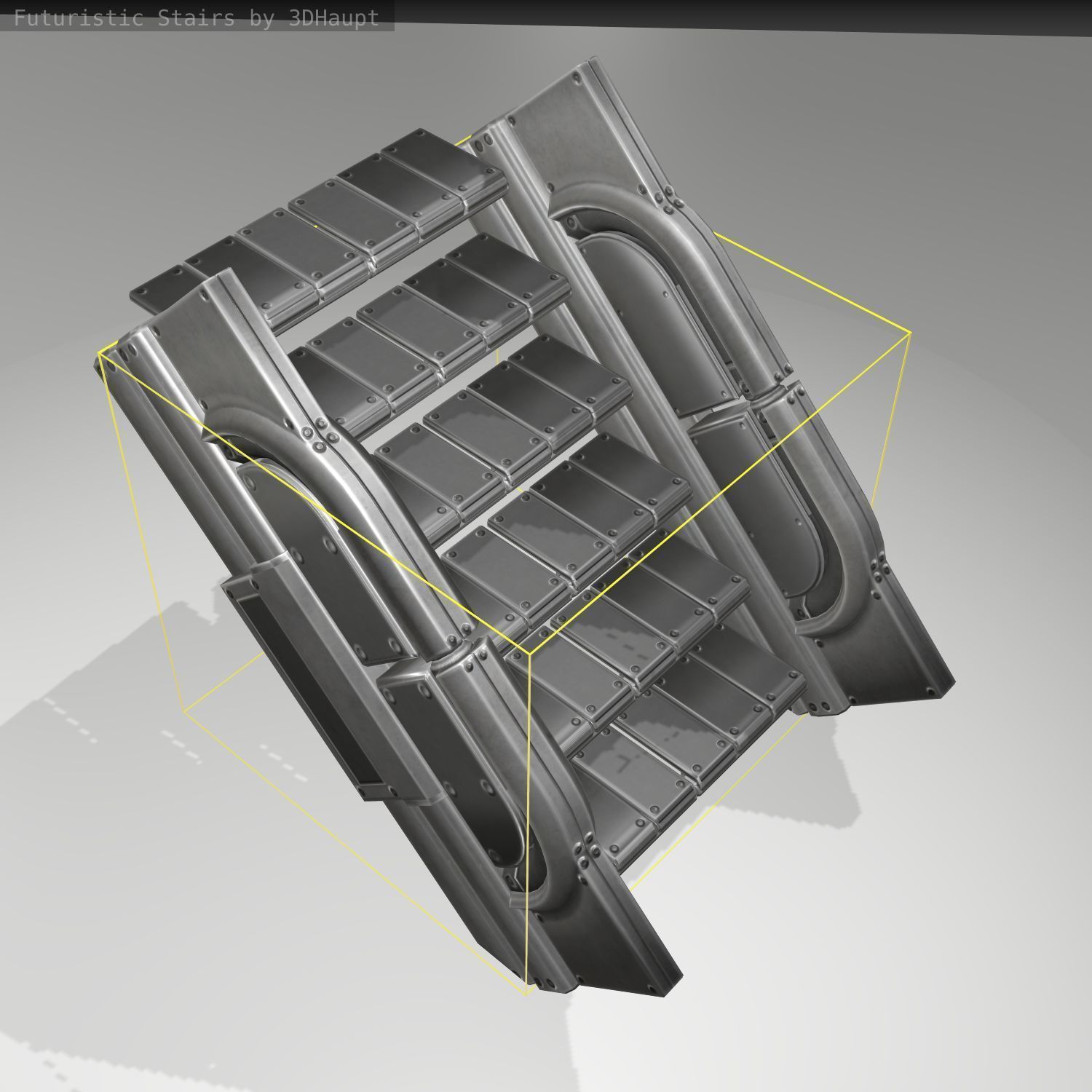 Futuristic Stairs - 23 - Basic Textures Low-poly 3D model_18