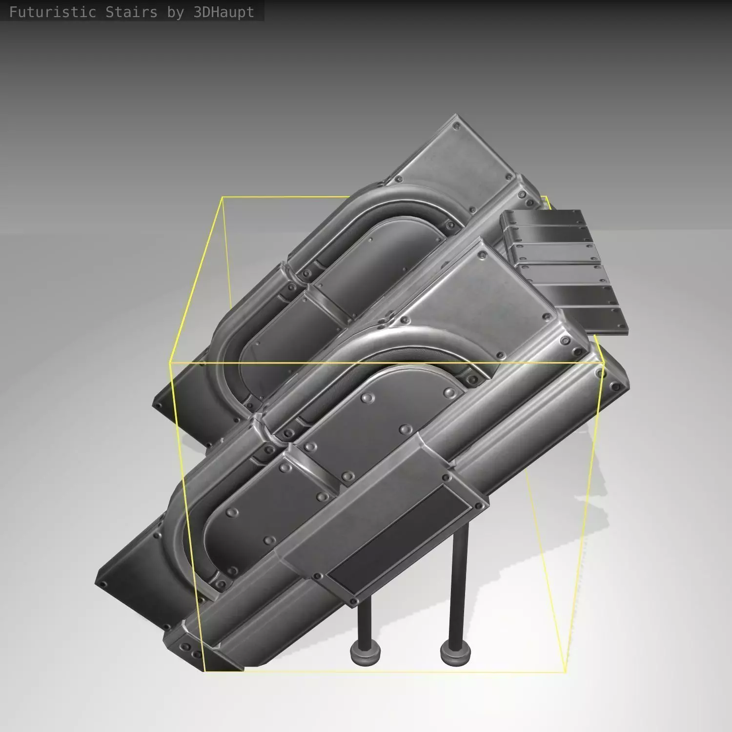 Futuristic Stairs - 24 - Basic Textures Low-poly 3D model