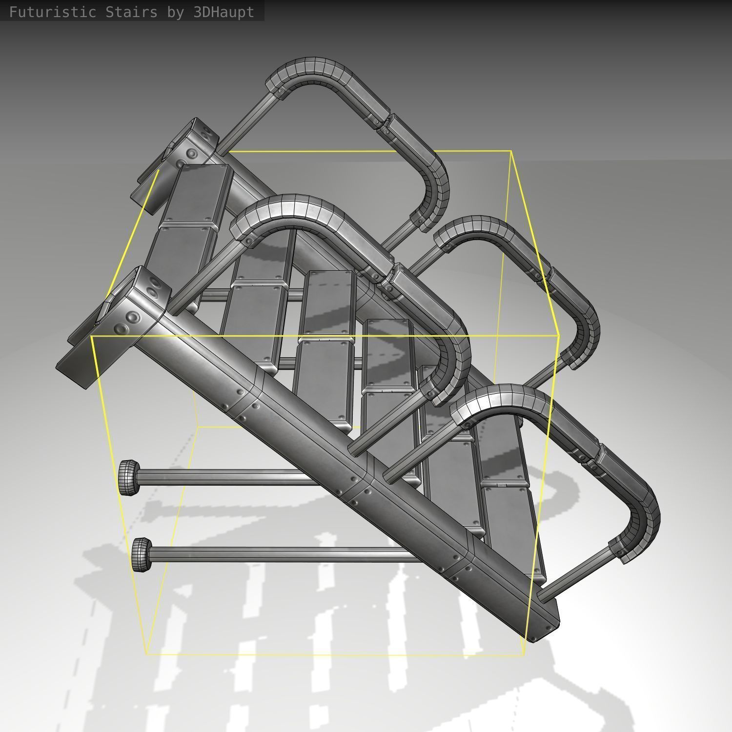 Futuristic Stairs - 25 - Basic Textures Low-poly 3D model_4
