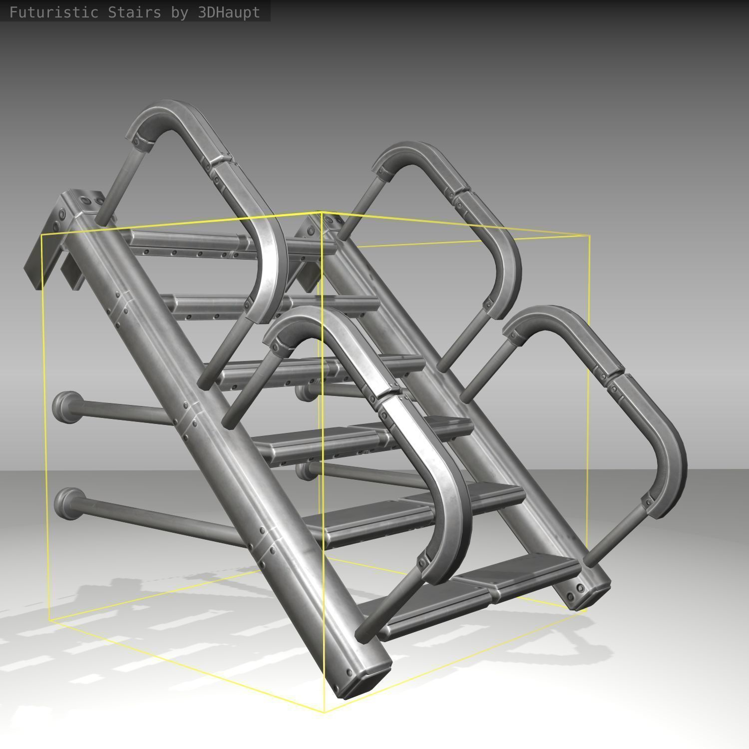 Futuristic Stairs - 25 - Basic Textures Low-poly 3D model_12