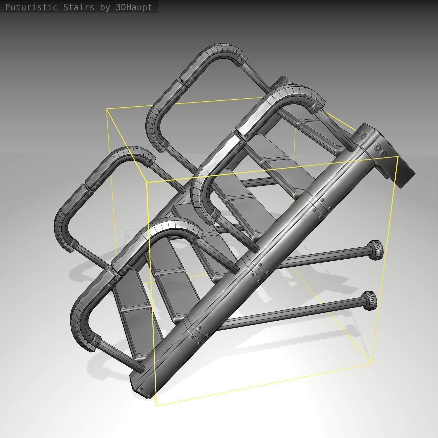 Futuristic Stairs - 25 - Basic Textures Low-poly 3D model_23