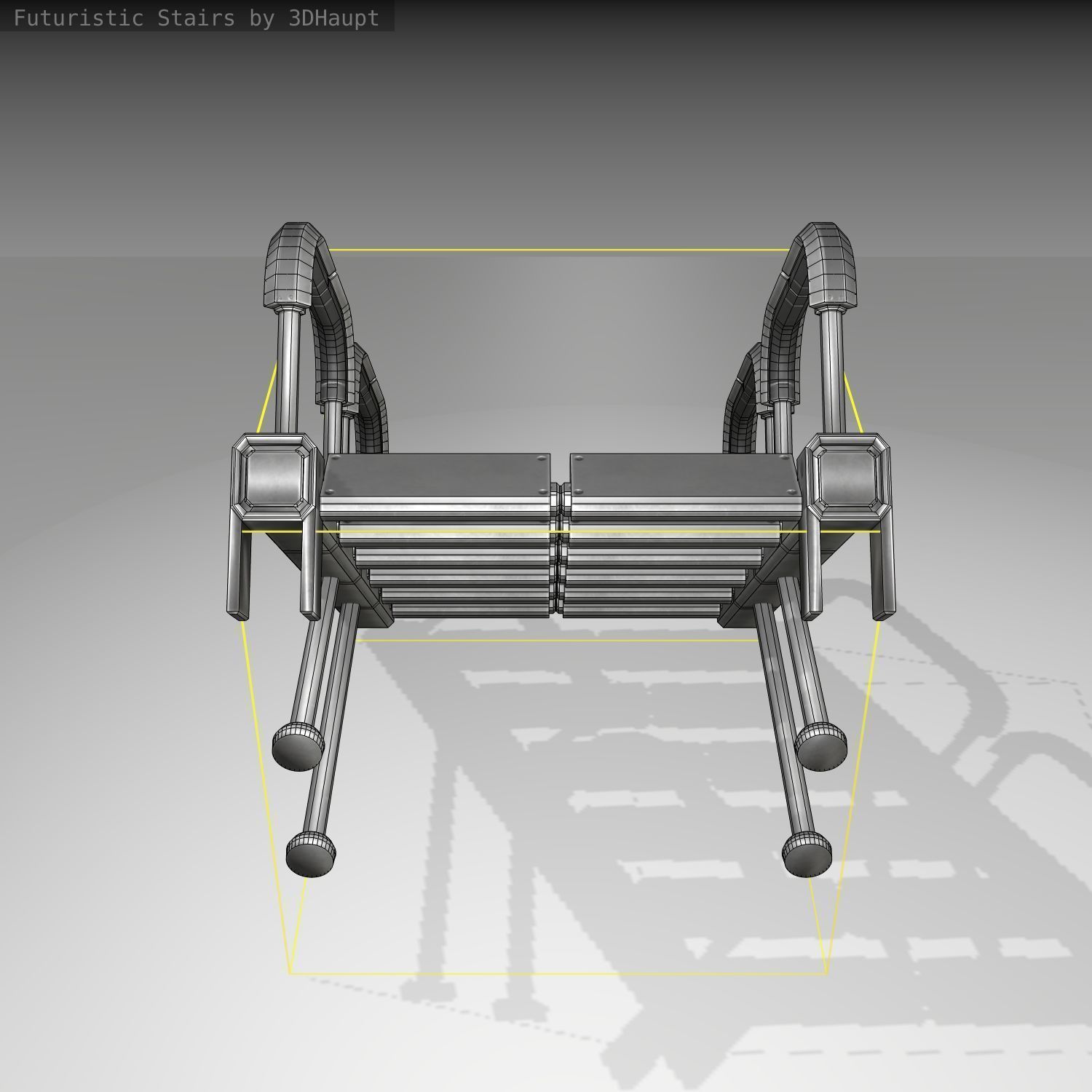 Futuristic Stairs - 25 - Basic Textures Low-poly 3D model_2