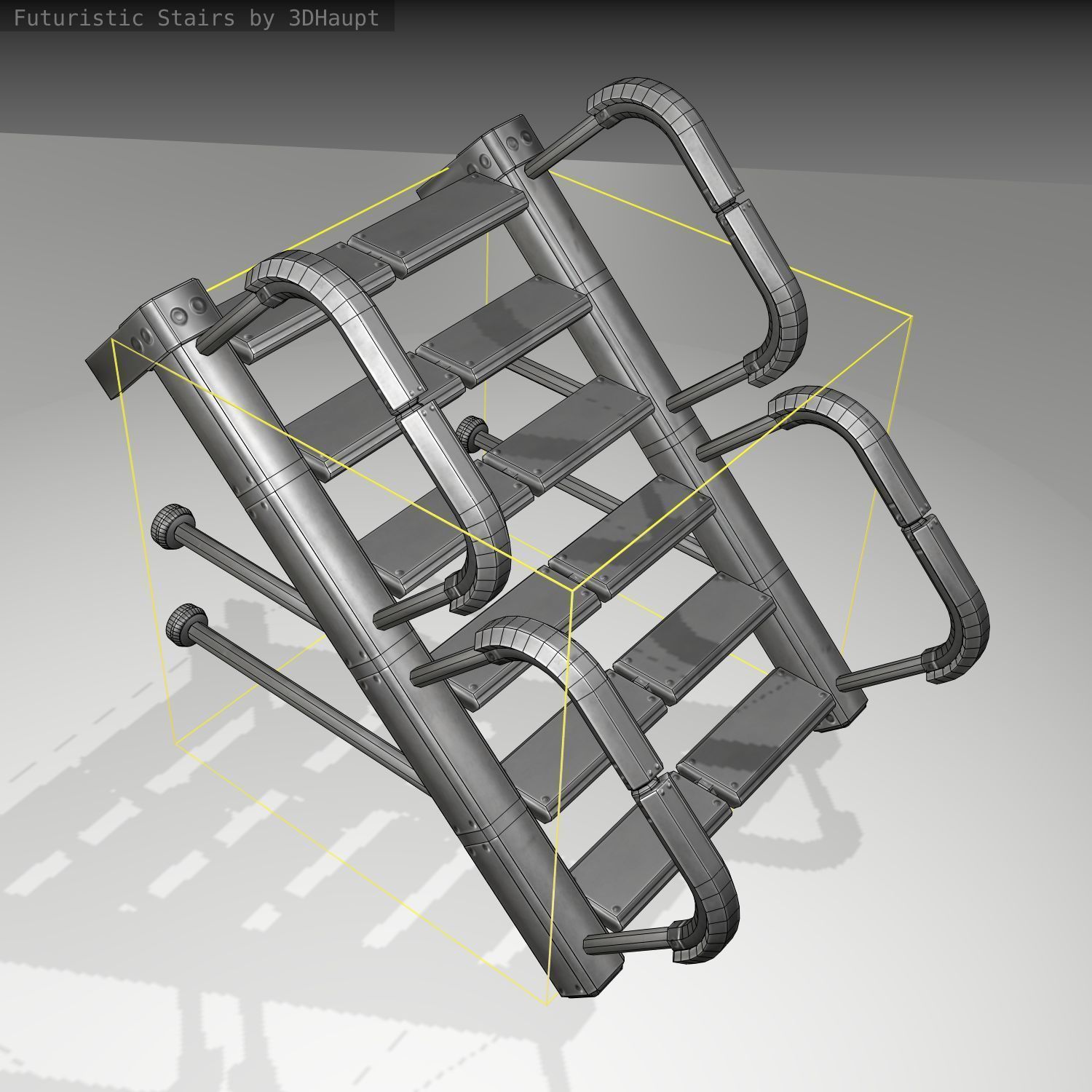 Futuristic Stairs - 25 - Basic Textures Low-poly 3D model_19