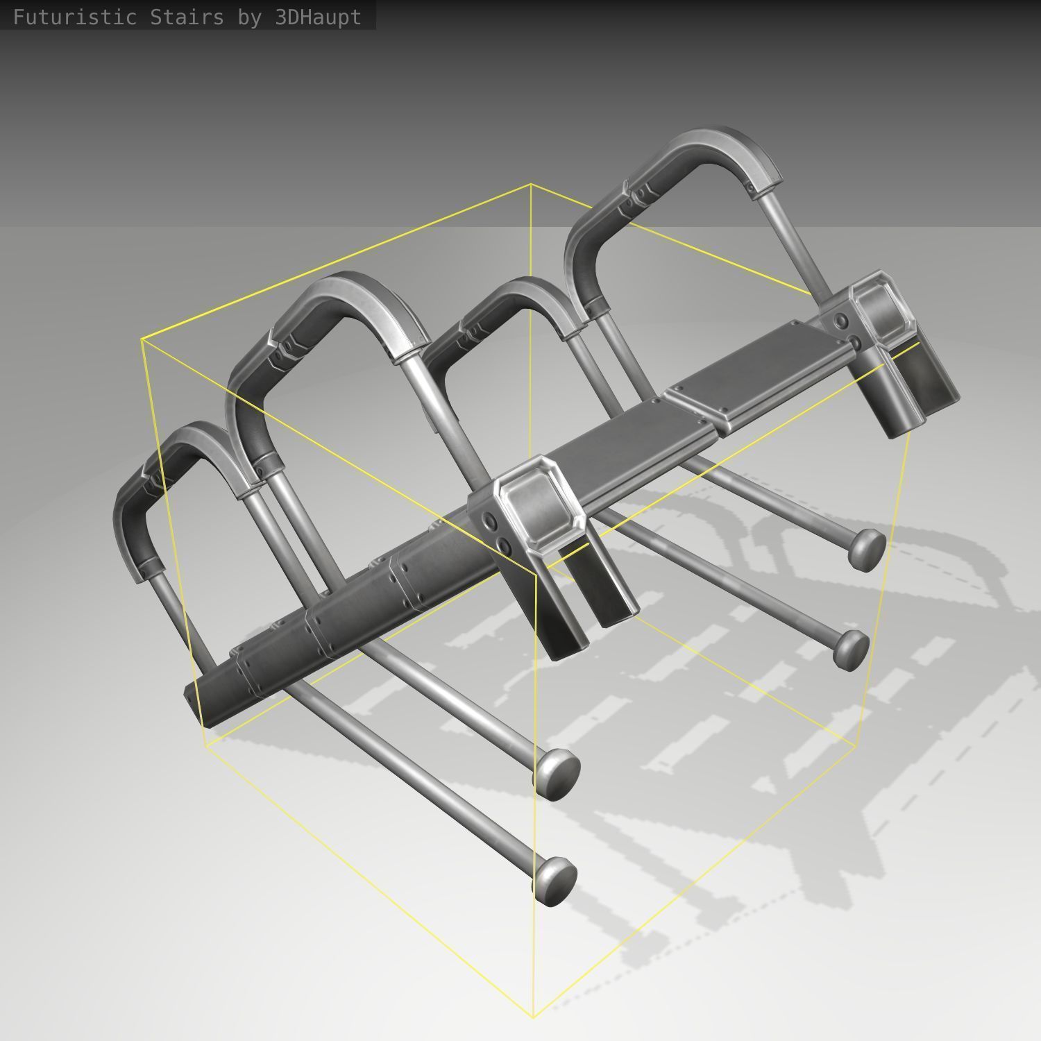 Futuristic Stairs - 25 - Basic Textures Low-poly 3D model_1