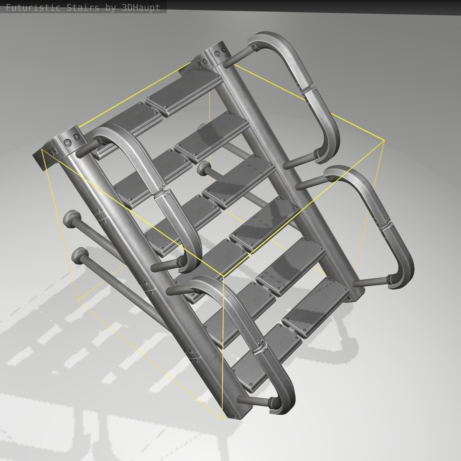 Futuristic Stairs - 25 - Basic Textures Low-poly 3D model_18