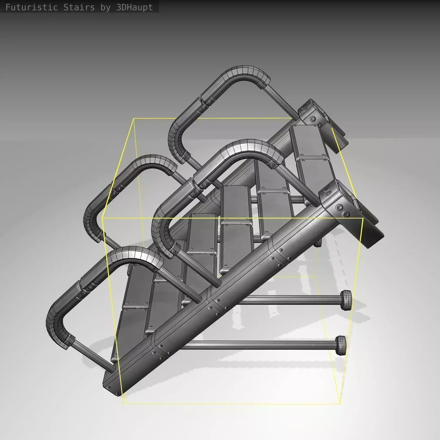 Futuristic Stairs - 25 - Basic Textures Low-poly 3D model_0