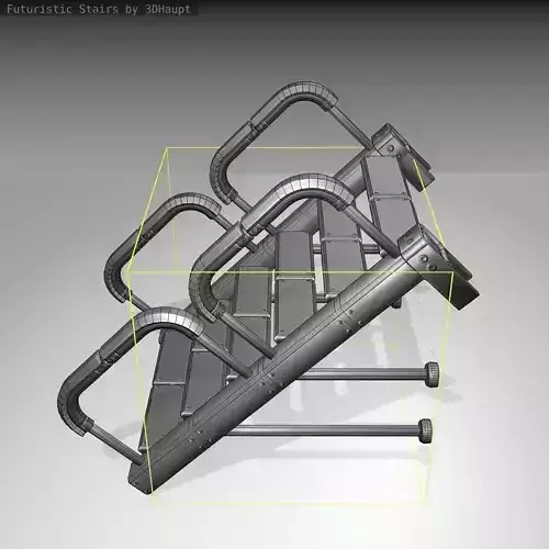 Futuristic Stairs - 25 - Basic Textures Low-poly 3D model