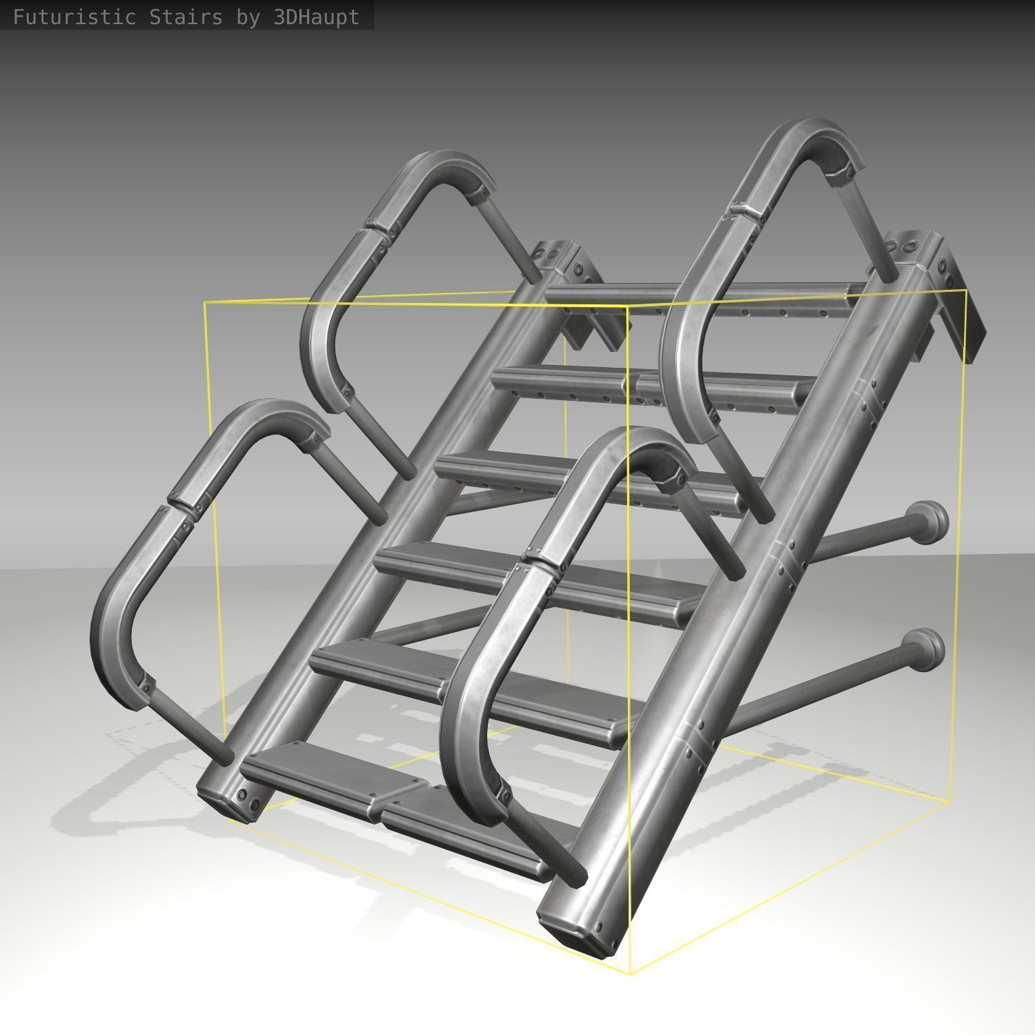 Futuristic Stairs - 25 - Basic Textures Low-poly 3D model_22
