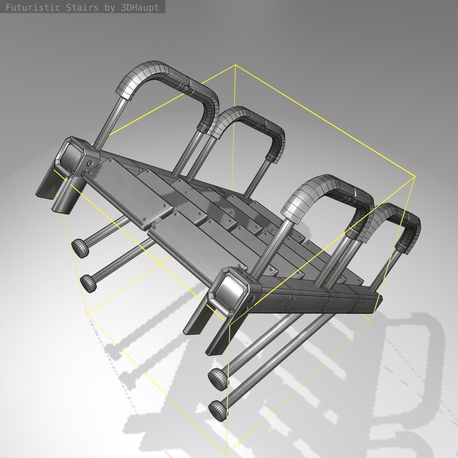 Futuristic Stairs - 25 - Basic Textures Low-poly 3D model_17